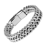 Silvery Chain Bracelet Men's High Quality Stainless Steel Bracelet With Metal Magnetic Buckle Bracelet Domineering Casual Faux J