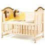Belecoo Wooden 5 In 1 Baby Cot With Cot Bumper Mat - Yellow