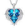 Angel Wing Necklace - Swarovski Bermuda Blue Crystal