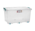 Buy 10 Clear Clip & Lock Storage Box With Wheels 50L Online Deal