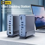 15-IN-1 Usb-c Docking Station Triple Display 4K 60HZ Hdtv Dual Outputs Displayport 2 USB 2.0 3 USB 3.0 Dual Type-c Ports 100W Pd