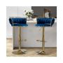 Kc Furn - Set Of 2 Lexi Velvet Swivel Bar Stool Blue