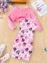 1 Set Girl's Cute Comic Graphic Cami Dress + Long-sleeve Cover-up Top - Spring & Fall Sweet Girls Outfit As Gift