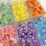 Spring Color Acrylic Bead Mix For Diy Jewelry Making - Includes Decorative Charms Buttons And Shapes