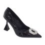 Sajna Pat 9CM Heel Court With Oct Diamante Trim - Black