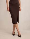 Lacey Crepe Split Midi Skirt - 16 Chocolate Set