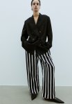 Wide Pull-on Trousers - Black Multi