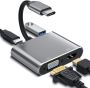 Usb-c Expansion Hub 4-IN-1 - Dual Display HDMI & Vga Adapter With USB 3.0