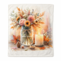 Autumn Mason Jar Floral Fleece Blanket 130 X 150 Cm