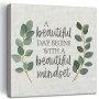Motivational Eucalyptus Canvas Art Print - Minimalist Green Plant Wall Decor For Living Room Bedroom Office - Frameless Modern Art Poster