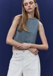 Frayed-edge Denim Vest Top - Light Denim Blue