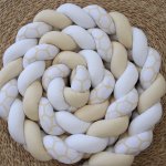 Cot Bumper Braided 3 Strand Yellow White And Honeycomb Print