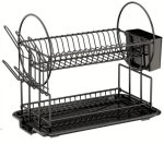 2-TIER Dish Drying Rack With Drainboard Carbon Steel Organizer Kitchen Rack