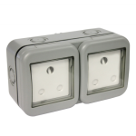 Masterplug IP55 Double Unswitched 16A Sa Outdoor Socket 2 X 3 Pin
