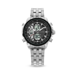 Men&apos S Black & Silver Plated Ana-digi Watch