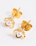 Goldair Gold Plated Sterling Silver Pearl & Flower Stud Earrings