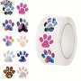 Gutbd 500PCS Cute Animal Paw Print Sticker Roll - Assorted Dog Designs For Water Bottles Laptops & More - Durable Reusable Vinyl Decals