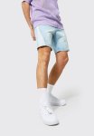 Slim Rigid Swirl Seam Detail Denim Short - Ice Blue