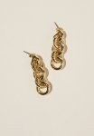 Mid Charm Earring-gold Plated Chain Drop Earring - Gold