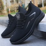 Men's Trendy Woven Knit Breathable Sneakers Comfy Non Slip Soft Sole Lace Up Shoes For Men's Outdoor Activities