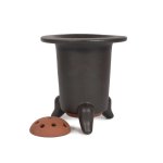 Japanese Orchid Containers - Matt Dark Chocolate Brown Glazed-small 120 W X 125MM H