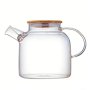 Borosilicate Glass Teapot With Bamboo Lid And Filter 1500ML Stovetop Safe