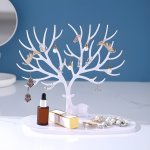 Retro Deer Branch Jewelry Display Rack: Christmas-themed Plastic Stand For Necklaces Bracelets Rings And Earrings