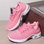 Women's Solid Color Casual Sneakers Lace Up Platform Soft Sole Air Cushion Walking Shoes Low-top Breathable Shoes