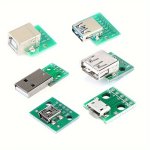 5PCS USB Male Connector/ MINI Micro USB To Dip Adapter Female Connector 2.54 Connector B Type-c USB2.0 3.0 Female Pcb Converter