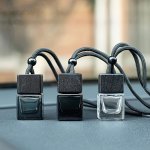 8ML Square Glass Car Air Freshener Bottle - Black Refillable Essential Oil Diffuser Pendant For Vehicle & Home