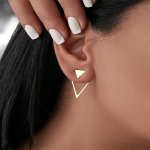 2PCS SET Geometric Triangle Dangle Earrings Vintage & Minimalist Style Fashion Jewelry For Casual And Formal Attire