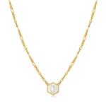 Compass Emblem Gold Figaro Chain Necklace