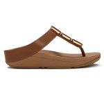 Lulu Toe Post Sleek Resin Trim Leather Sandal - Terracotta Tan - 8