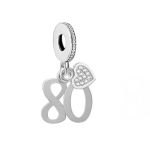 Sterling Silver Charm 80TH Birthday Charm For Bracelet Charm For Women