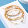18+ Women's Alloy Bracelet Set - 3pc Rhinestone Inlaid Infinity Symbol Bangle Stackable Hand Chain Jewelry For Daily Wear