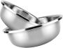 2 Large Stainless Steel Mixing Bowls Set 27CM Flat Bottom Kitchen