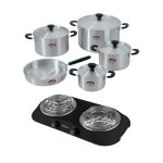 - Impala Casserole Pot Set - 9 Piece With Hotplate - Black