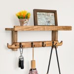 1PC Coat Rack Wall Mount Shelf With Hooks 43.18CM Key Holder For Wall With 6 Coat Hooks Wall Mounted Coat Rack With Bathroom She
