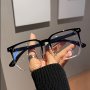 Large Frame Glasses For Women Clear Lens PC Frame Gradient Frame White And Black Color Block