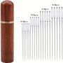 40PCS Big Eye Needles Diy Hand Sewing Needles Wood Needle Holder Storage Bottle Needle Set Accessories Sewing Tools