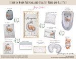 Cot Duvet Bedding Teddy In The Moon Sleeping And Star Pink And Grey Set