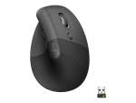 Logitech Lift Vertical Ergonomic Mouse - Graphite Black - 2.4GHZ Bt - N A - EMEA-914 - On+offline B2C