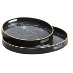 Black Round Tray Set