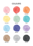 Watercolour Colour Chart - Canvas Print - 600MM X 600MM