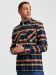 Brushed Ivy Check Shirt In Dark Navy - Dark Navy XXL