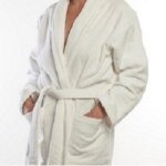 Towelling Gowns - 450 Gram Velour Towelling Full Sleeve shawl Collar Velour- White