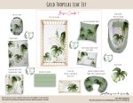 Cot Duvet Bedding Gold Tropical Leaf Set Neutral