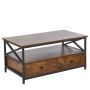 Industrial-style Wrought Iron Coffee Table With Double Drawers