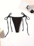 Black Tie Side Bikini Bottom Sexy Style High-stretch High Cut Beachwear Bottom Women's Swimwear & Clothing