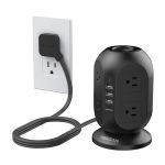 Surge Protector Power Strip Tower Tessan 10 Ft Flat Extension Cord With Multiple Outlets 8 Ac Outlets 4 USB Ports 1 USB C Chargi